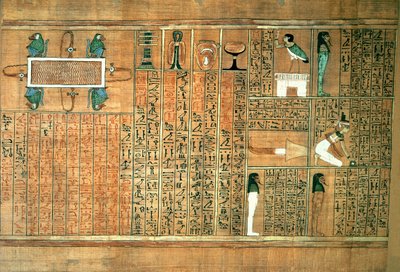 Detail depicting the deceased and his Ba, from the Book of the Dead of the Scribe Any, c.1250 by Egyptian 19th Dynasty